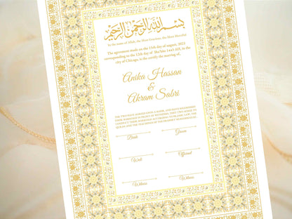 Nikkah Certificate, Nikkah Islamic Marriage Certificate, Printable, Nikkah Contract, Editable, Digital Download. NN18