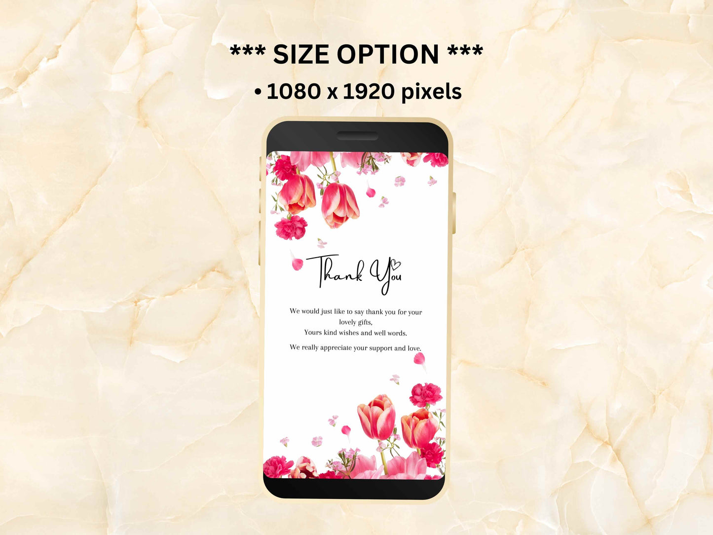 Floral Electronic Thank You Card Template Digital, Editable Digital, Thank You Note eCard for Phone, Text Message. BTC23