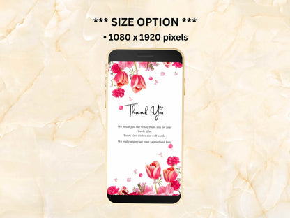 Floral Electronic Thank You Card Template Digital, Editable Digital, Thank You Note eCard for Phone, Text Message. BTC23