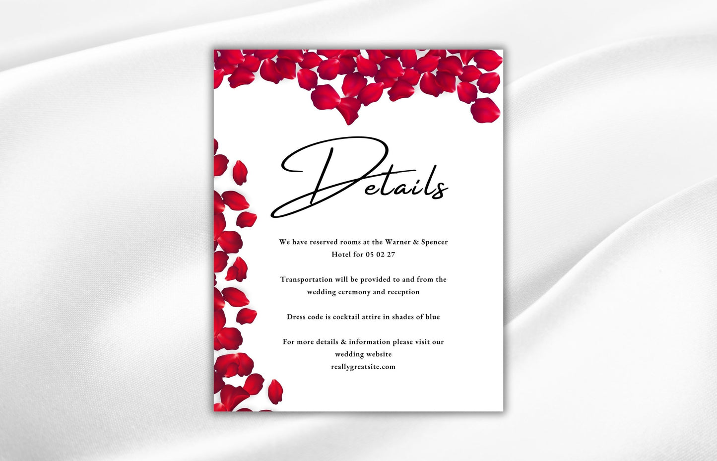 Red Wedding Digital Invitation, Red rose Wedding Invitations Bundle, Invitation Template, Wedding Invitation Card, RSVP, DETAILS Card. WI72