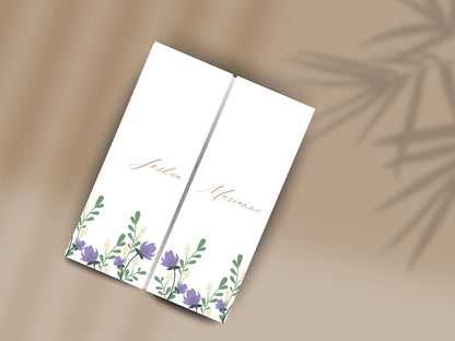 Elegant Floral Gatefold Wedding Invitation with Timeline | Rustic Folded Wedding Card | Botanical RSVP Invite | Digital WIB124