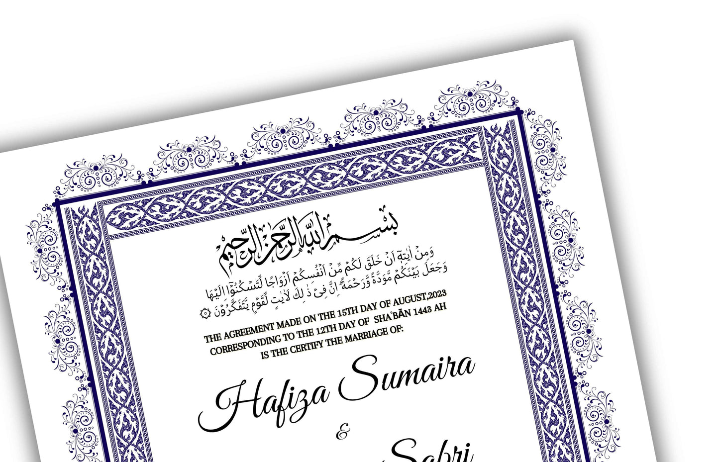 Nikkah Contract TemplateA4/A3, Printable Nikkah Contract, Editable Nikkahnama, Muslim Wedding Certificate, Digital Download. NN128