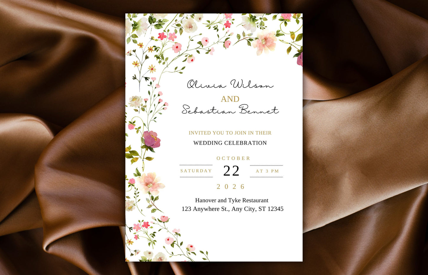 Wedding Invitation Set, Wildflower Invitation, Wedding Invitation Template, Boho Wildflower Invitation, Editable Template, Digital. WIT66