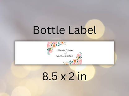 Wedding Invitation, Floral Menu, RSVP, Details Card, Bottle label MTC382
