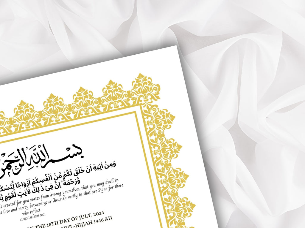 Nikkah Certificate Digital Download Personalised, A4, A3, Template, Editable, Nikkah Nama, Nikkah Contract, Muslim Contract. NN268