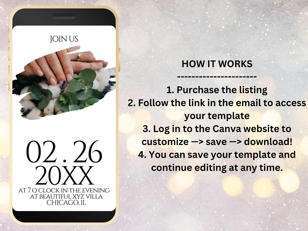 Wedding Video Invitation Suite Template, Animated Wedding Invitation with RSVP, Details And Program, Add Your Own Photo and Music, WEI48