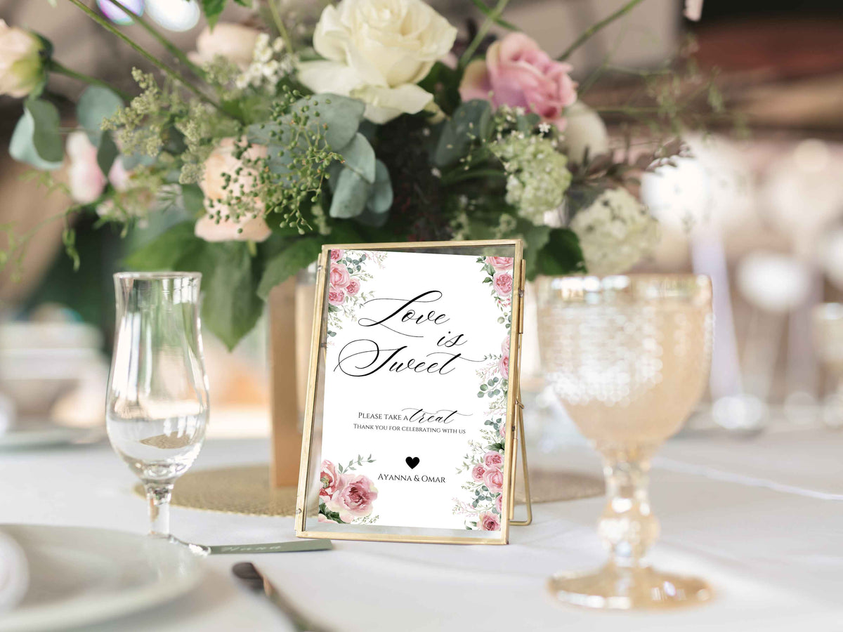 Love is Sweet Sign, Sweet Treats Printable Favors Sign, Table Sign, Modern Desert Table Sign, Wedding Favor Sign, Sign Template. TTS1