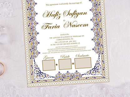 Nikkah Certificate , Authentic Islamic Wedding Thumb Impression Agreement, Premium Islamic Wedding Contract, Instant Download. NN27