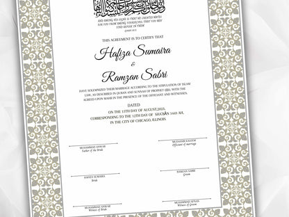 Printable Nikkah Contract Template a3 a4 | Islamic Marriage | PDF Muslim Marriage Contract | Authentic Islamic Wedding Sign Agreement. NN118