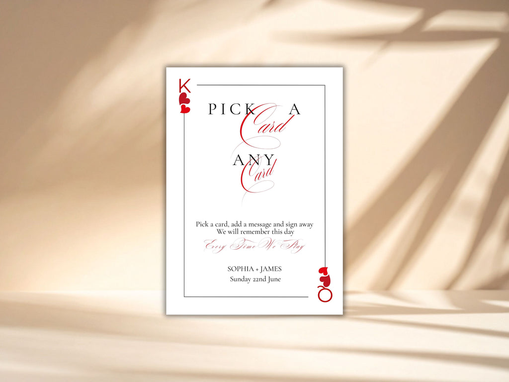 Playing Card Wedding Guest Book Sign | Pick a Card Any Card | Unique Deck of Cards | Minimalist Wedding Sign Instant Download. WS65
