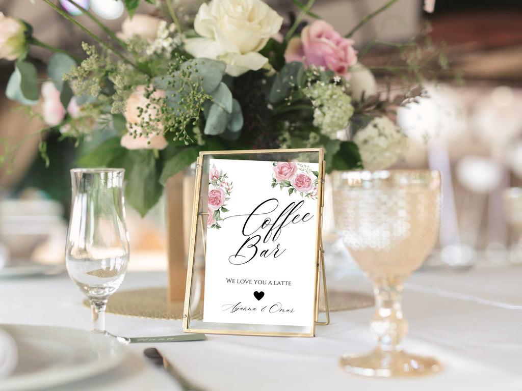 Coffee Bar Sign Printable, Modern Wedding Sign, Coffee Sign Template, Latte Wedding Sign, Coffee Sign at Wedding Digital. CBS1