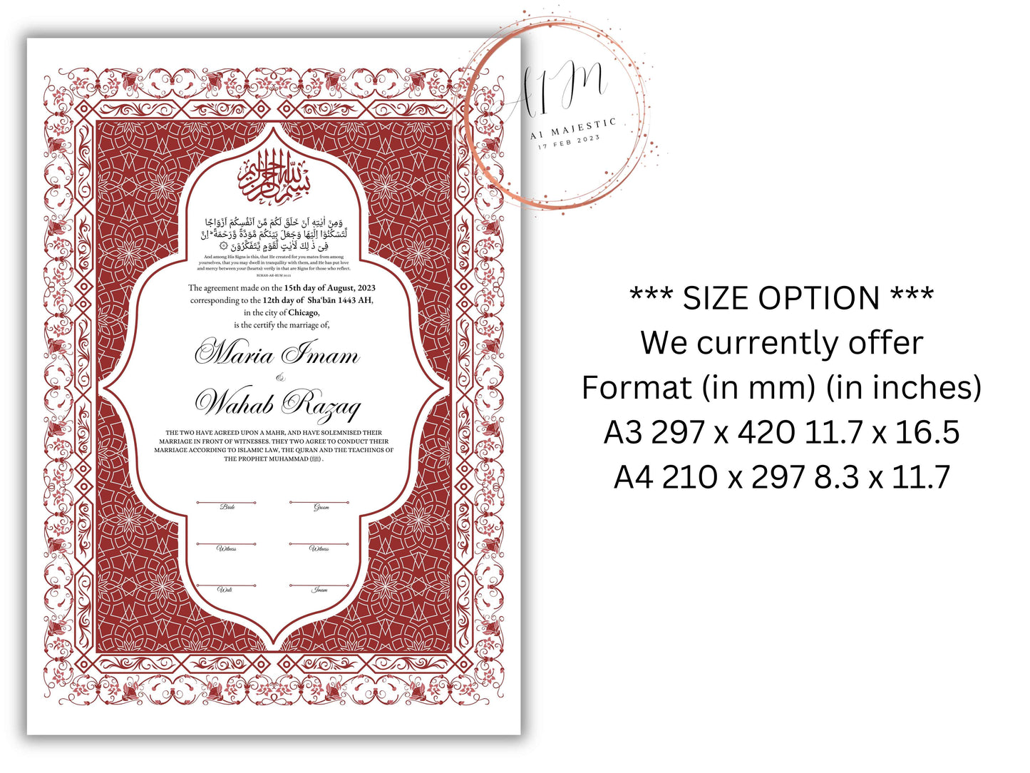 Nikkah Contract Template,Printable Nikkah Contract,Editable Nikkahnama, Muslim Wedding Certificate,Digital Download,Islamic Marriage. NN193