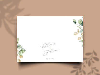 Gatefold Wedding Invitation Template | Green Folded Invite | Printable Ceremony Card | Modern Wedding Schedule Design. WIB127