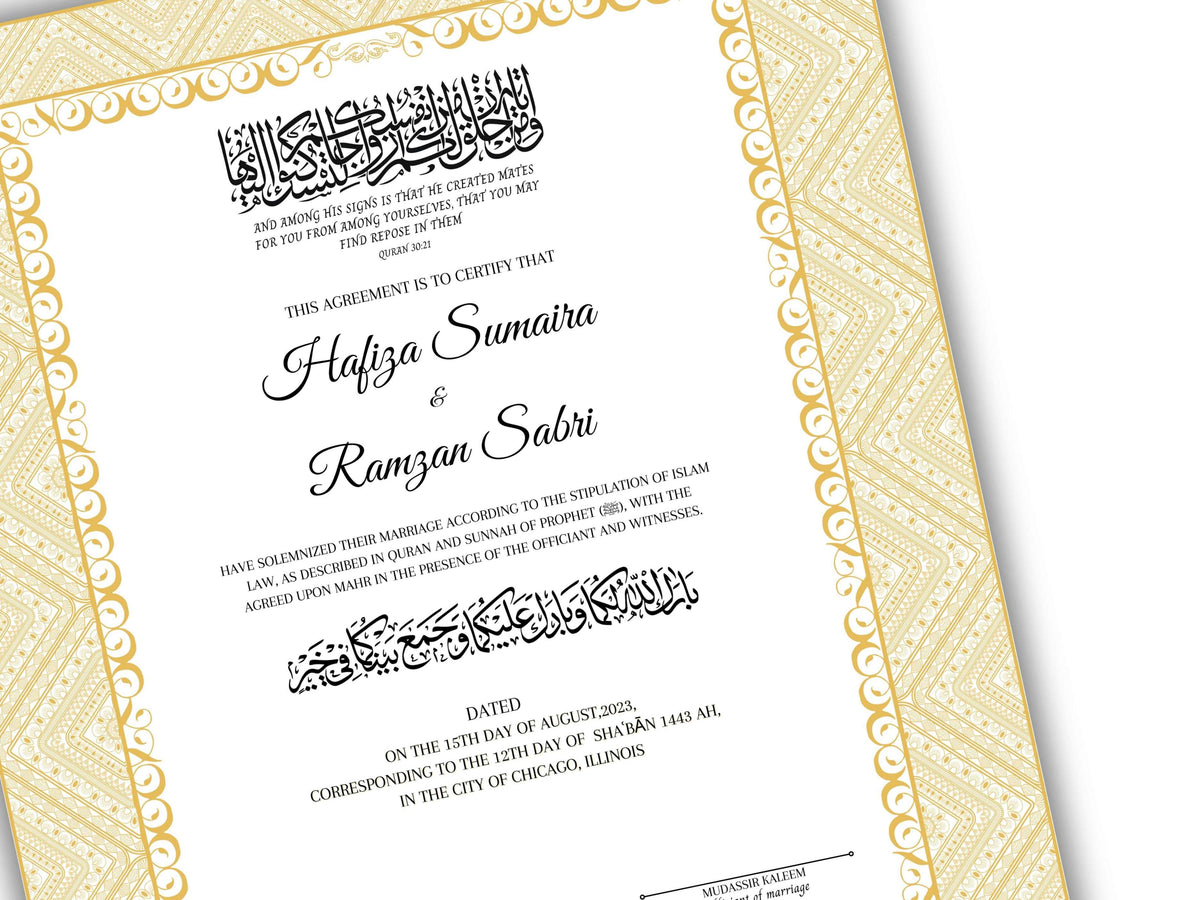 Muslim Wedding Contract, Muslim Agreement, Nikkah nama, Digital Download. nn116