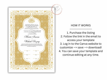 Premium Nikkah Contract | Custom Nikkah Nama | Islamic Wedding Contract | Personalized | Digital Printable Nikkah Certificate. NN187