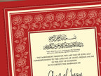 Rose Nikkah Certificate Template, Editable Nikkahnama, Printable Nikah Contract, Muslim Contract, Red Nikkah Islamic Marriage Contract.NN253