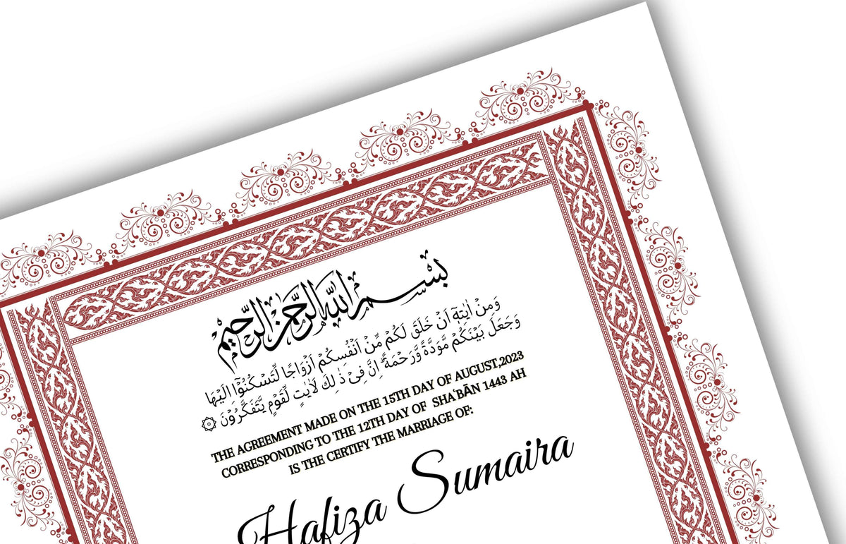 Nikkah Certificate Digital Download Personalised, A4, A3, Template, Instat Download. NN127