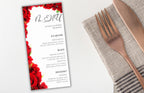 Wedding Menu Template Download, Red Rose Wedding Menu Cards, Menu Template, Wedding Menus, Modern Reception Dinner Menu Editable, WS48