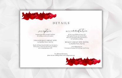 Red Rose Patels Wedding Invitation Template with RSVP, Details Card, Wedding Invitation Roses, Wedding Invites. B60