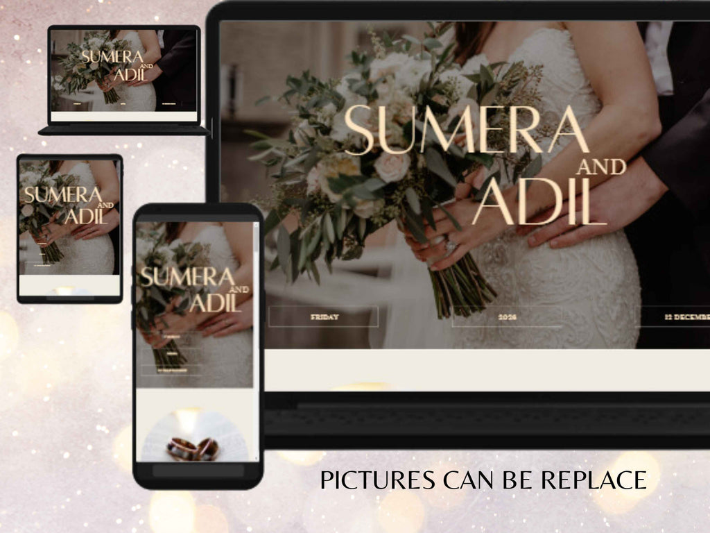 Wedding Website Template, Online RSVP, Editable Invitation Website,Details & Program, Digital Invitation, nva Website, Instant Download. WW1