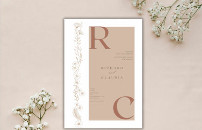 Wedding Invitation, Modern Invite, Dusty Pink Wedding Invite, Editable Template, Printable Wedding Invitation, Instant Download .WI66