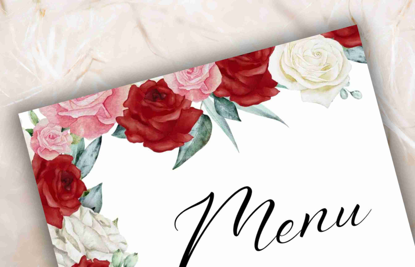 Floral menu cards, Wedding menu template, Menu Card With Pink Floral, Wedding Menus,Dinner Menu, Instant Download, Table Menus. WS32