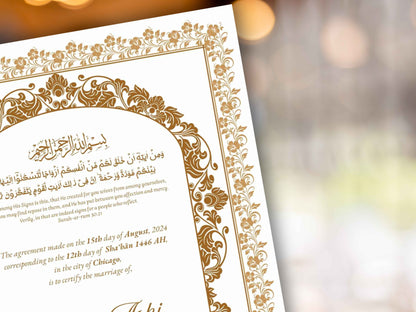 Nikkah Certificate Digital, Nikkah Contract, Editable Nikkah Nama | Islamic Wedding Contract, Muslim Marriage Certificate. NN282