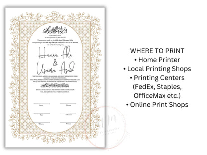 Nikkah Certificate Digital Download Personalised, Islamic Contract, A4, A3, Template, Instat Download. NN209