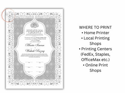 Nikkah Contract Template,Printable Nikkah Contract,Editable Nikkahnama, Muslim Wedding Certificate,Digital Download. NN190