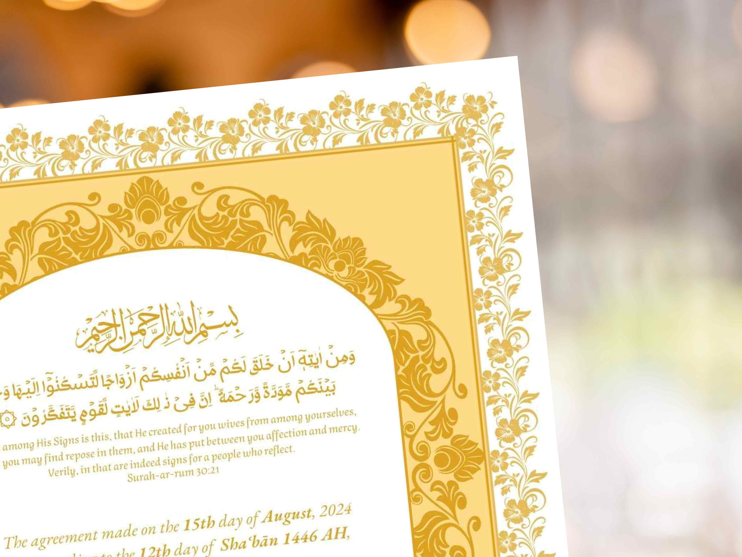 Nikkah Certificate Digital, Nikkah Contract,Customizable Digital Nikkah Certificate: Islamic Wedding Contract, Marriage Certificate. NN284