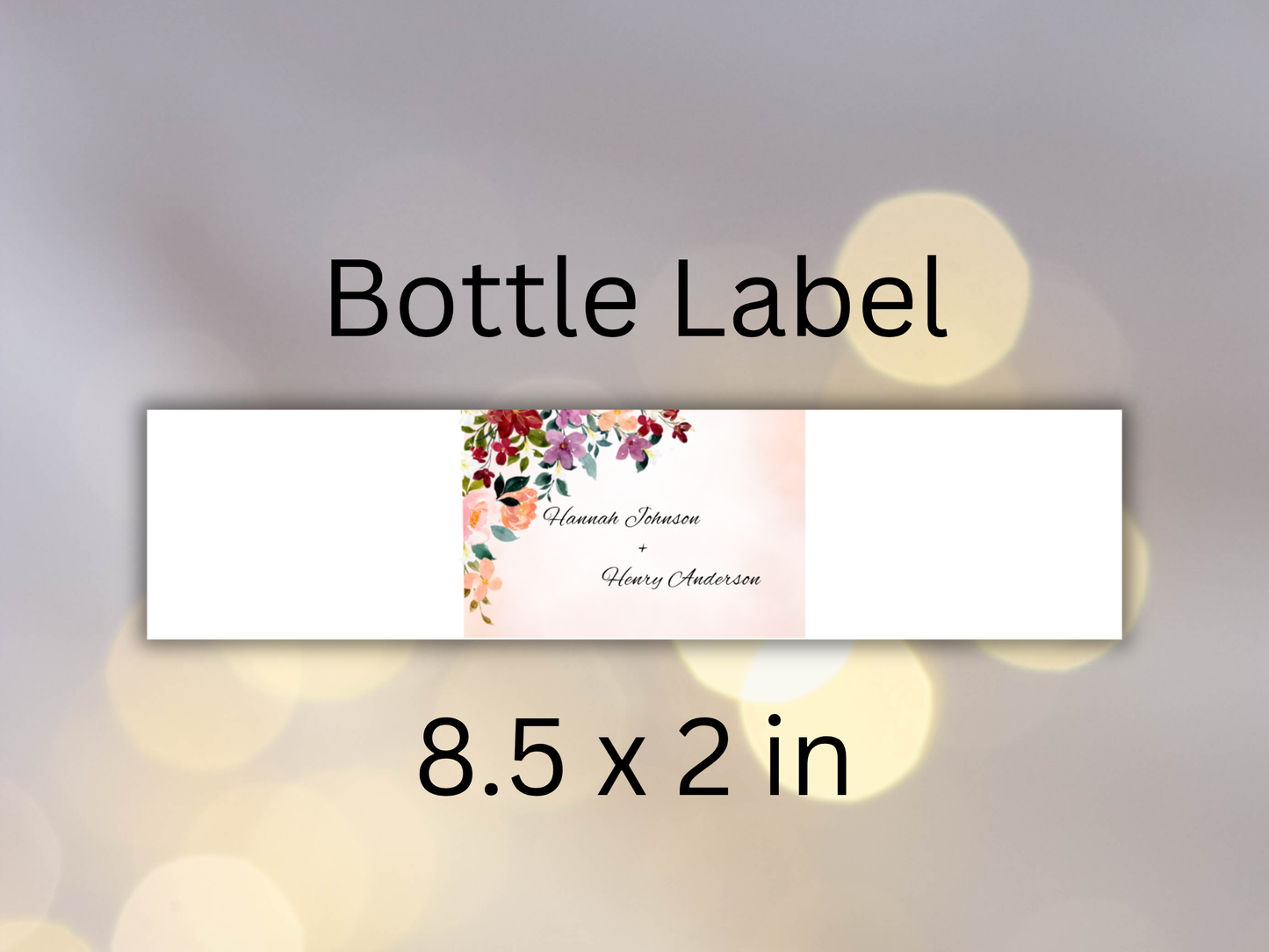 Floral Wedding Invitation, Editable RSVP, Details Card, Bottle label WI380