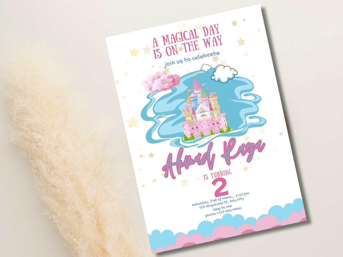 2 Birthday Invitation, Fairytale Birthday Invite DIY, Personalized Digital Invitation, Castle Magical Theme, Canva Template. WEIB87
