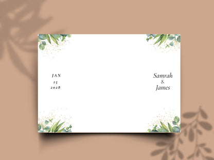 Greenery Gatefold Wedding Invitation | Printable Floral Invite | Gatefold Invite | Editable Template | Modern Wedding Itinerary | WIB128