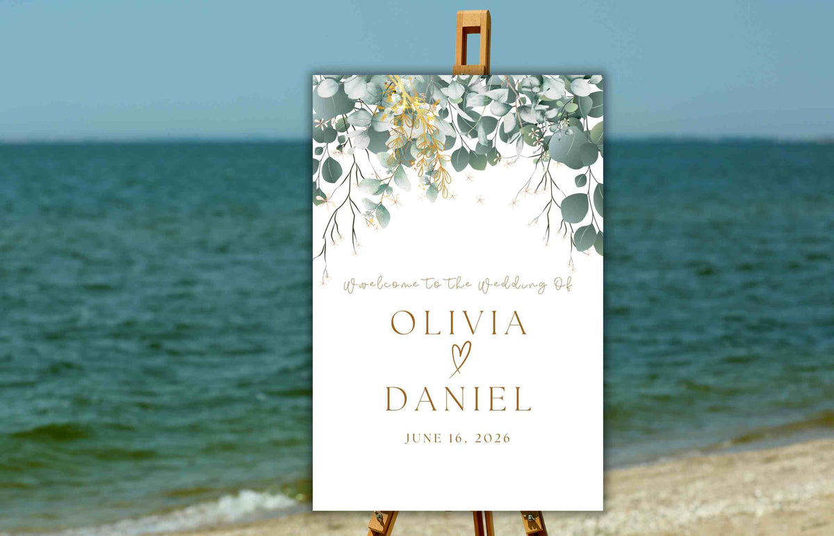 Greenery Wedding Sign, Wedding Welcome Sign, Leaves Wedding Welcome Sign, Greenery Wedding Welcome Sign, Digital Download. S41 - A1 Majestic