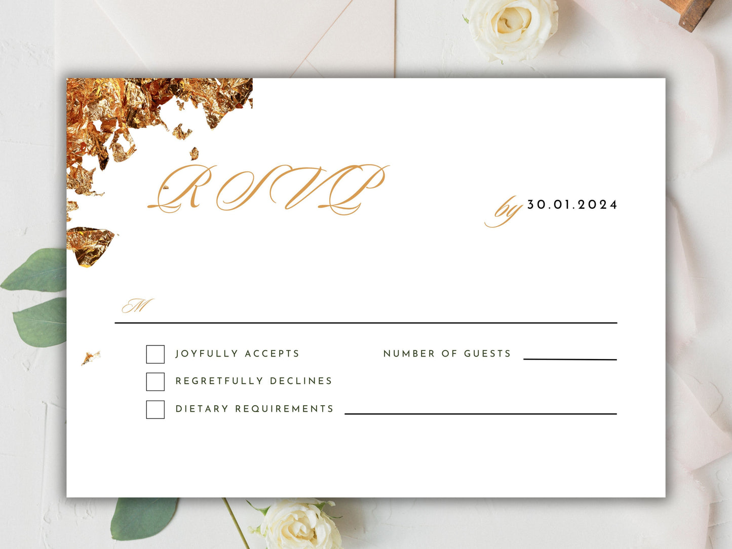 Gold Wedding Invitation Set, Gold RSVP, Wedding Invitation, Details Editable, Menu Card, Save The Date, Wedding Invite. WC82