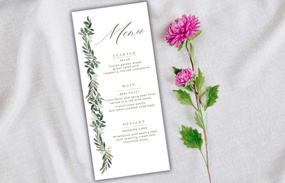 Wedding Invitation Bundle, RSVP Card, Green Sage Invitation, Wedding Menu Card Template, Details Editable, Menu Card, Wedding invite.WI70