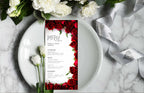 Wedding Menu Template Download, Red Rose Wedding Menu Card, Red Menu Template, Wedding Menu, Modern Dinner Menu, Instant Download, WS53