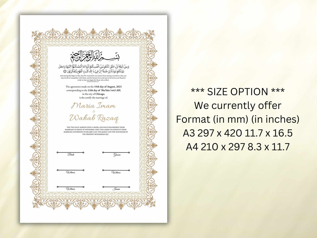 Luxury Nikkah Certificate in Pdf, Nikkah Contract Template, Traditional Islamic Wedding Agreement, Digital Download. NN195
