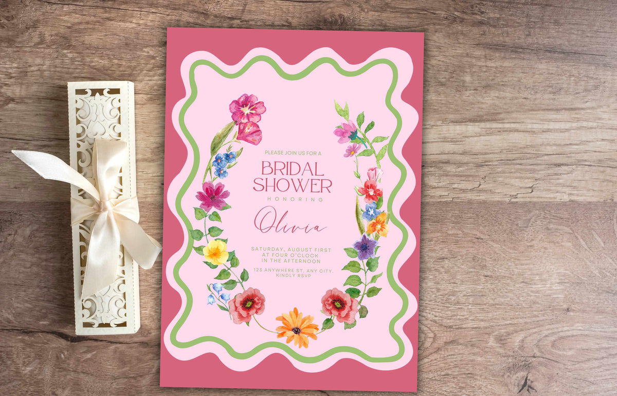 Floral Bridal Shower Invitation | Customizable Invitation Template | Wildflower Bridal Shower | Whimsical Bridal Shower | WSB40