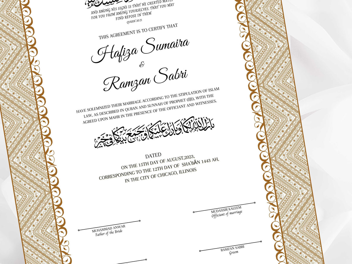 Muslim Nikkah Certificate Template, A3, A4. NN115
