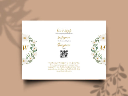 Elegant Gatefold Wedding Invitation Template | Floral Folded Invite | Printable Ceremony Card | Modern Wedding Schedule. WIB126