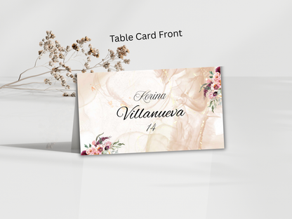 Wedding Menu Card Template, Table Card Thank you Card. WI269