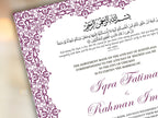 Nikkah Certificate Digital Download Personalised, A4, A3, Template, Editable, Purple Nikkah Nama, Nikkah Contract, Muslim Contract. NN244