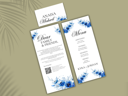 Wedding Menu Card Template, Table Card Thank you Card. WI267