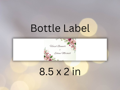 Floral Wedding Invitation Suite, RSVP, Details, Menu & Thank You Card, Bottle label, Digital Download MTC413