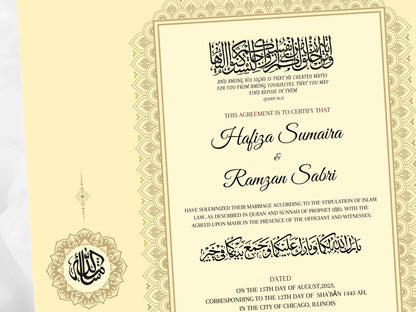 Nikah Certificate, Islamic Marriage Certificate, Wedding Certificate, Marriage Contract, Wedding Digital Download. NN112