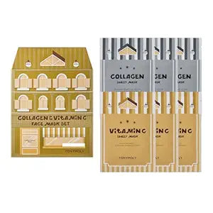TONYMOLY Mini House of Masks 6-Pack Holiday Skincare Gift Set | Collagen & Vitamin C Korean Sheet Masks | Hydrating, Brightening & Firming Face Masks | Festive Stocking Stuffer for Women