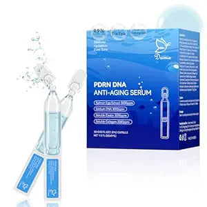 Salmon DNA PDRN Anti-Aging Serum, 5000ppm Salmon Egg DNA Ampoule, 2000ppm Collagen, Glutathione, Niacinamide & 6 Hyaluronic Acids, Korean Skincare for Wrinkles & Radiance,0.05 fl.oz x 30e