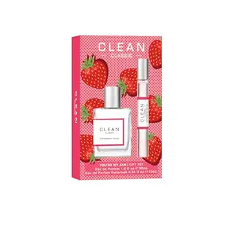 Clean Beauty Perfume Duo, Full & Travel Size, Fresh Laundry Warm Cotton Scent, Strawberry Fields Juicy Berry Notes, Layering, Giftable Fragrance Set