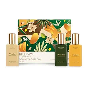 Bellavita Luxury Unisex Gourmet Perfume Gift Set with Vanilla, Mango, and Pistachio | 60ml | Perfume for Men and Women | Nutty Pistachio, Mango, and Vanilla Notes | Long Lasting Unisex Fragrance